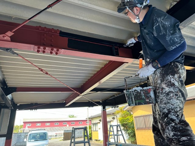 鉄部塗装　中塗り